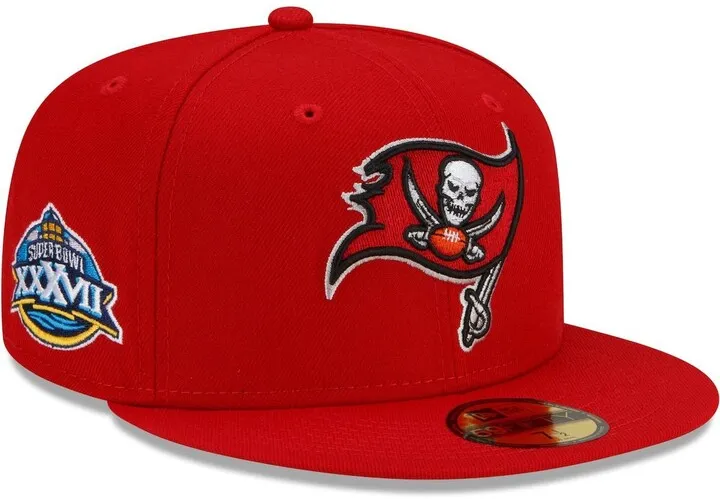 Men's New Era Red Tampa Bay Buccaneers Patch Up Super Bowl Xxxvii 59FIFTY Fitted Hat