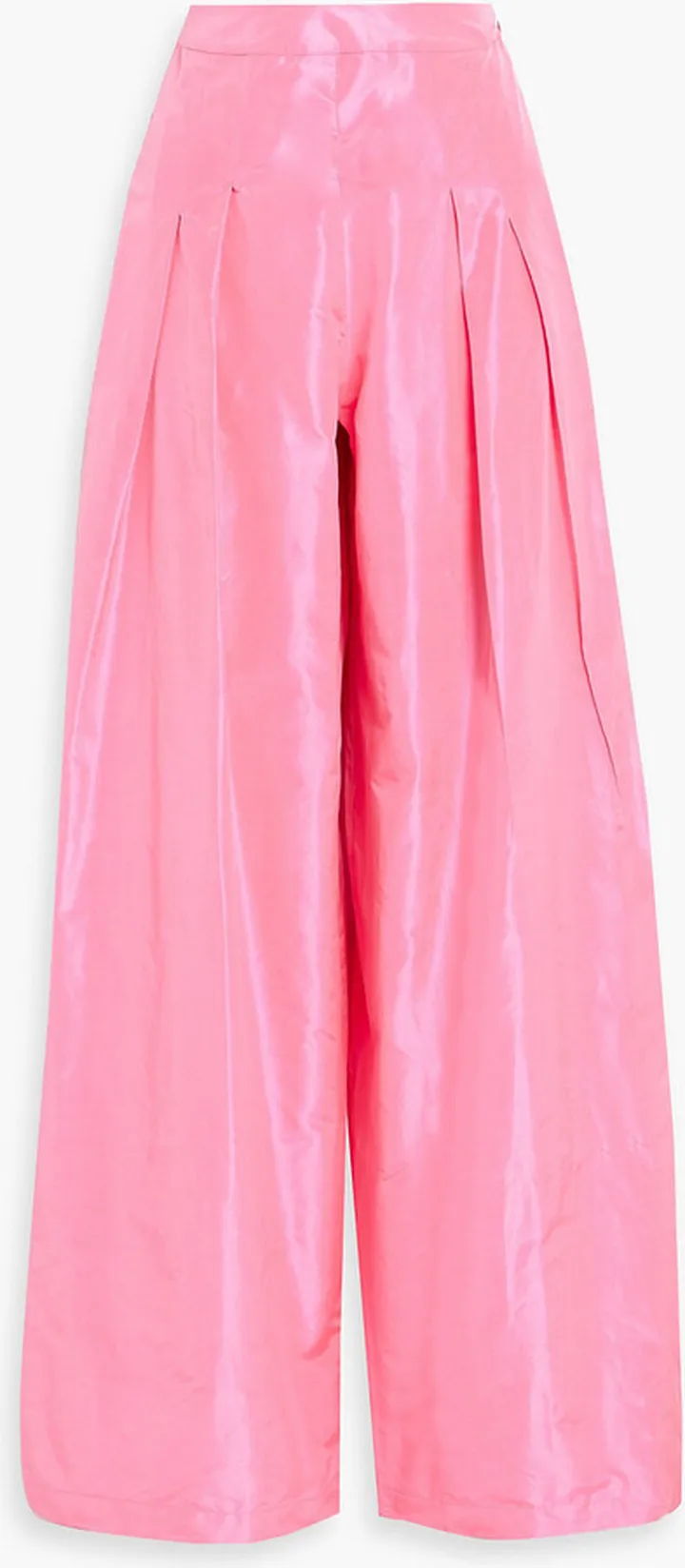 Pleated silk-taffeta wide-leg pants