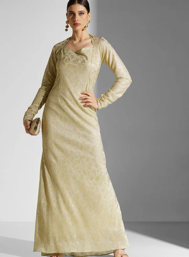 Dana Strapless Foil Shimmer Dress