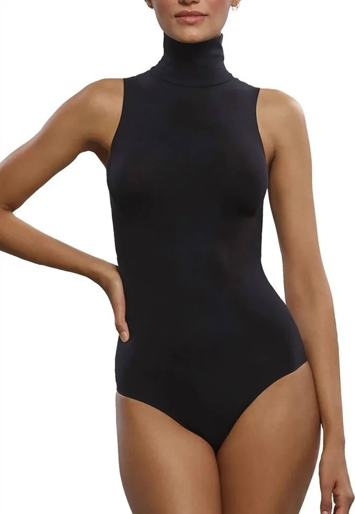 Women'S Ballet Sleeveless Turtleneck Bodysuit in Black