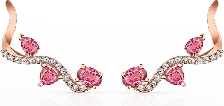 Mirage Pink Gold Earrings with Diamonds and Pink Sapphires