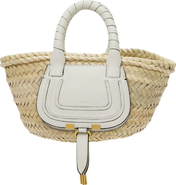 Chloé White & Beige Mini Marcie Tote