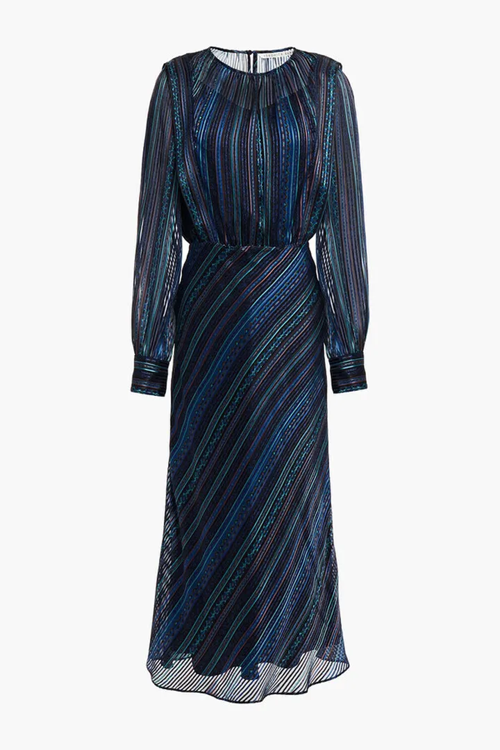 Dita printed devoré-satin midi dress