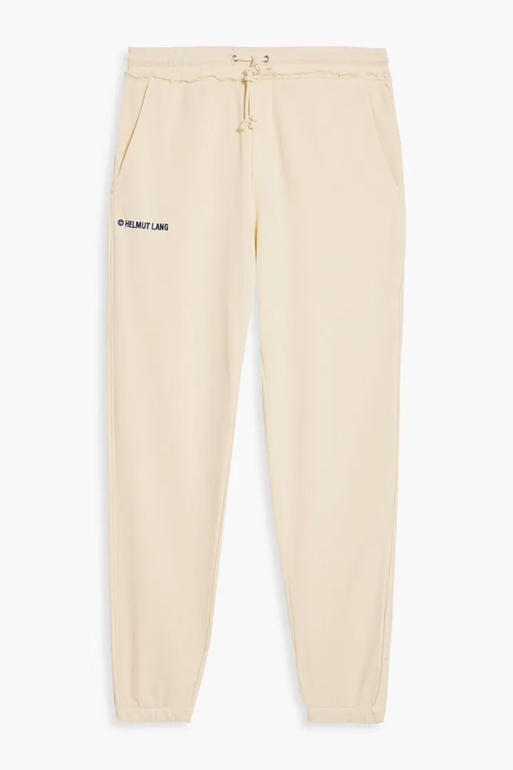 Embroidered French cotton-terry sweatpants