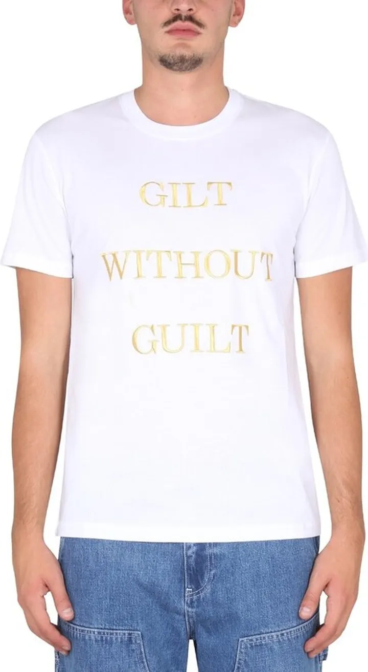 Moschino Slogan Printed Crewneck T-Shirt