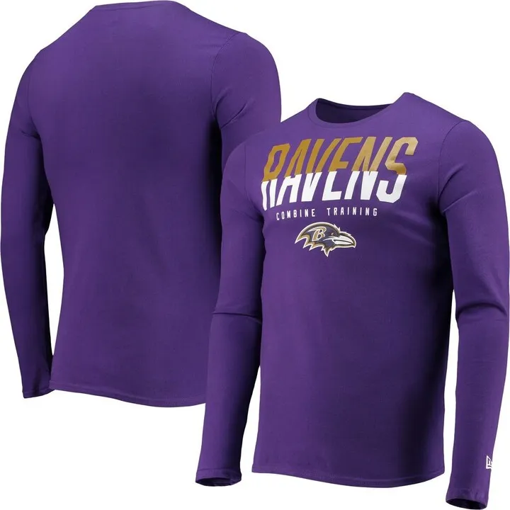 Men's New Era Purple Baltimore Ravens Combine Authentic Split Line Long Sleeve T-shirt
