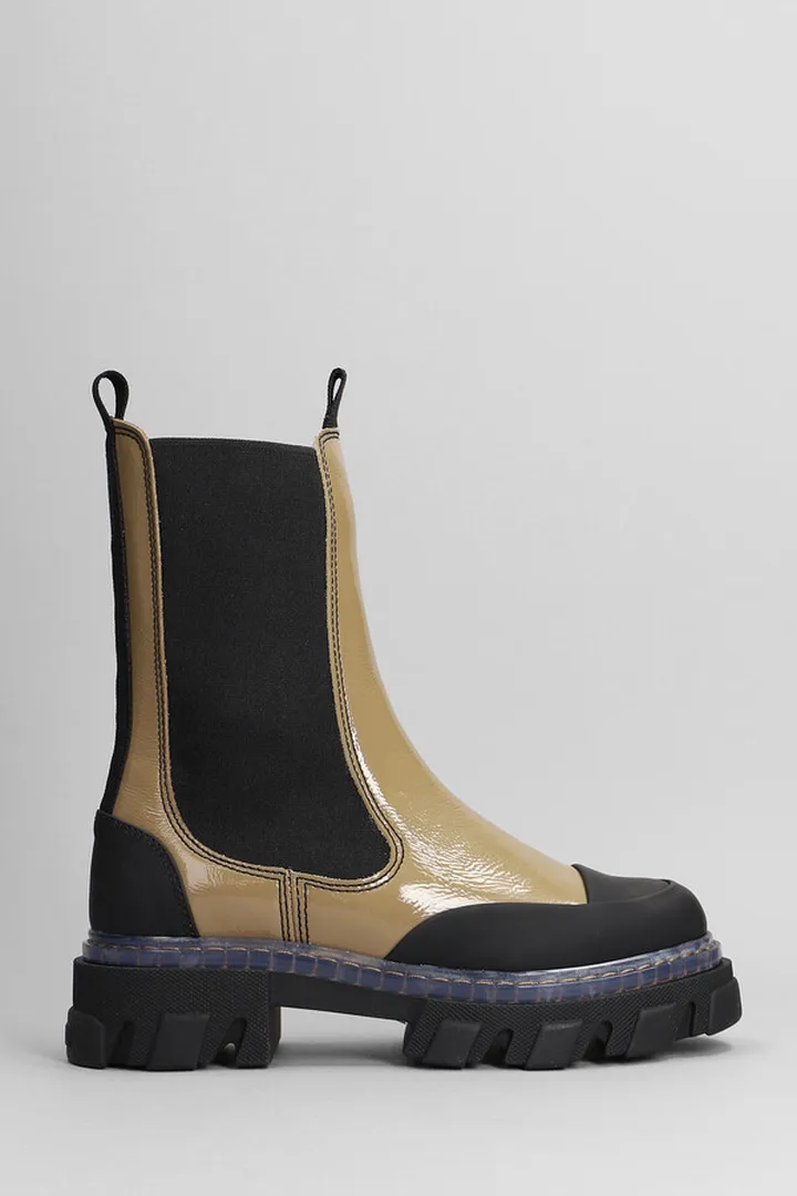 Combat Boots In Yellow Leather