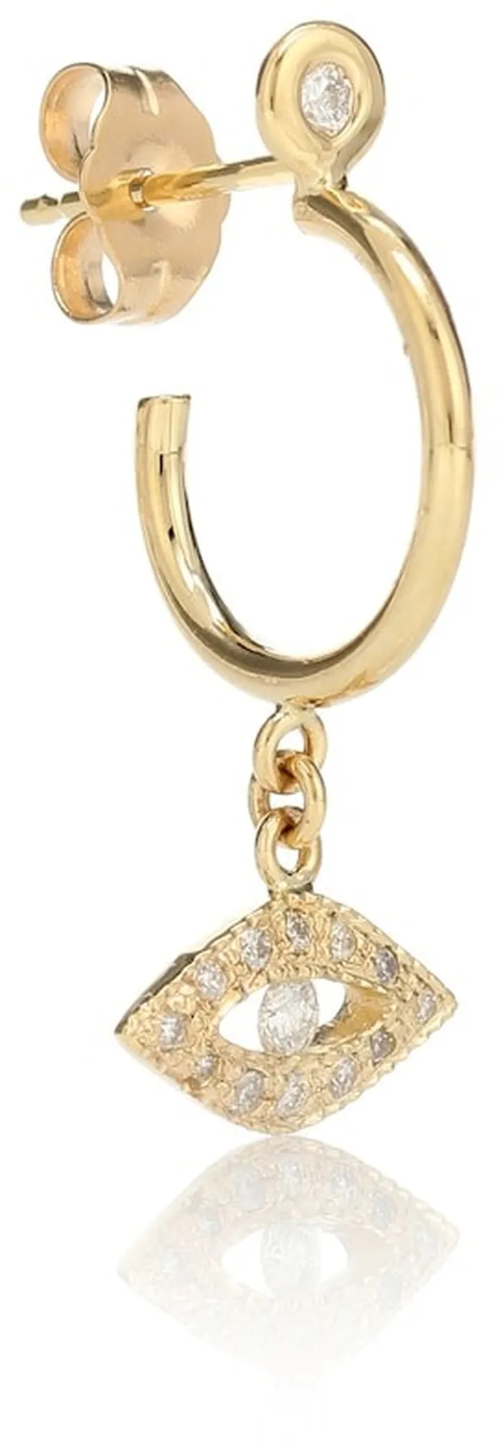 Evil Eye 14kt gold and diamond earring