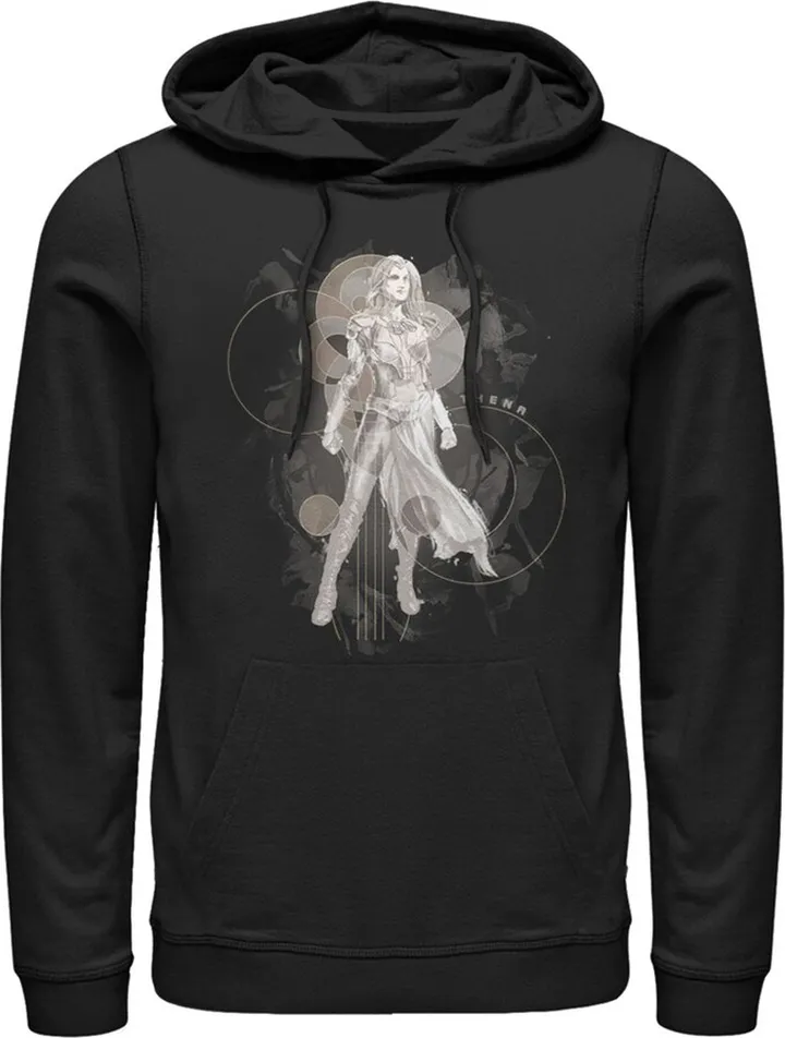 Men's Marvel Eternals Thena Circles Pull Over Hoodie - Black - Large