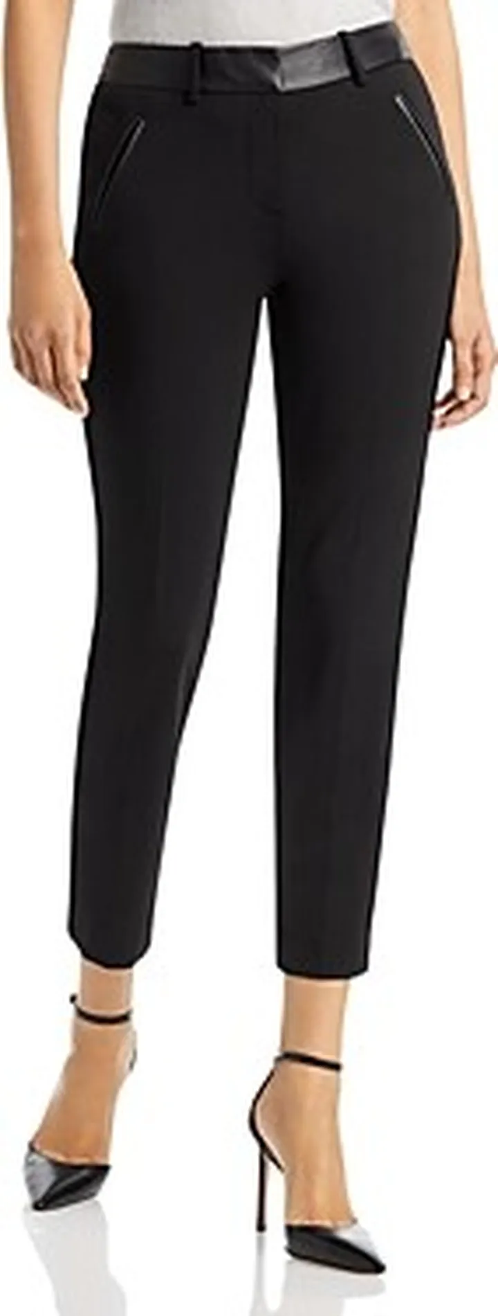 Karl Lagerfeld Paris Faux Leather Trim Pants