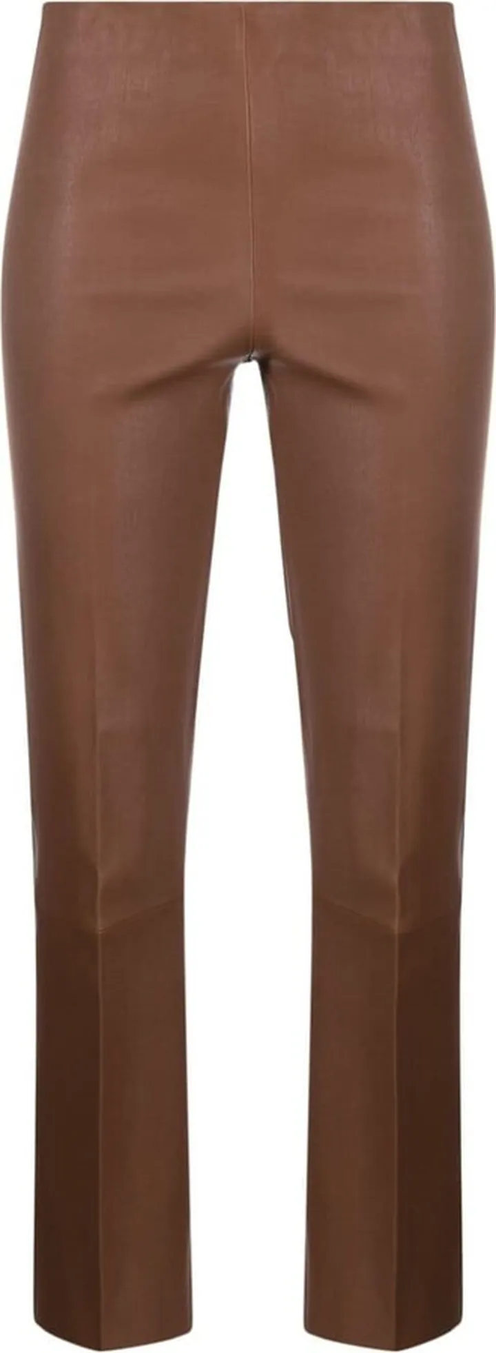 Straight-Leg Cropped Leather Trousers