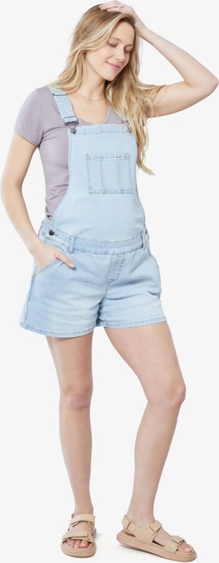 Women's Maternity Short Denim Shortall