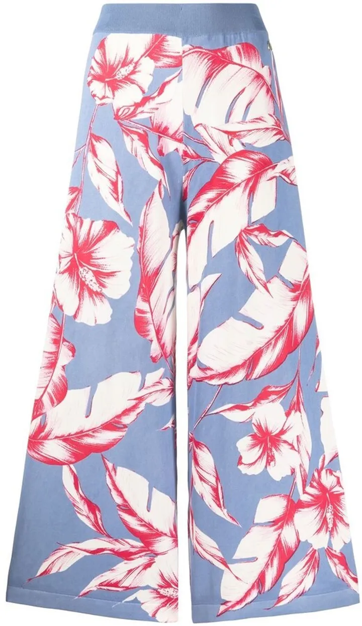 Leaf-Print Cropped Trousers
