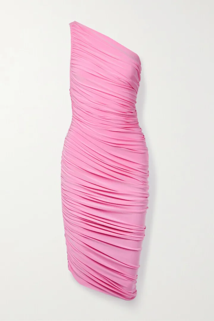 Norma Kamali - Diana Ruched Stretch-jersey Dress - Pink