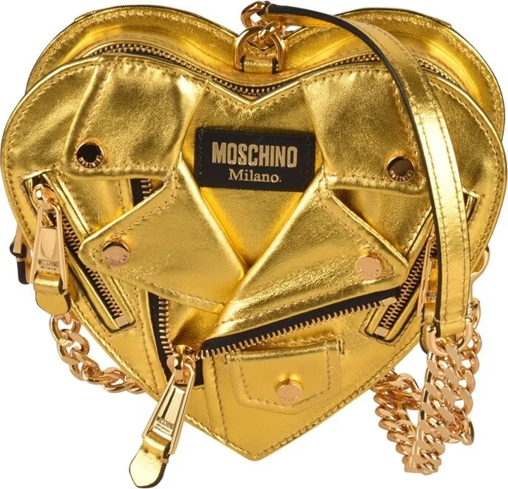 Moschino Heart Shape Biker Jacket Shoulder Bag