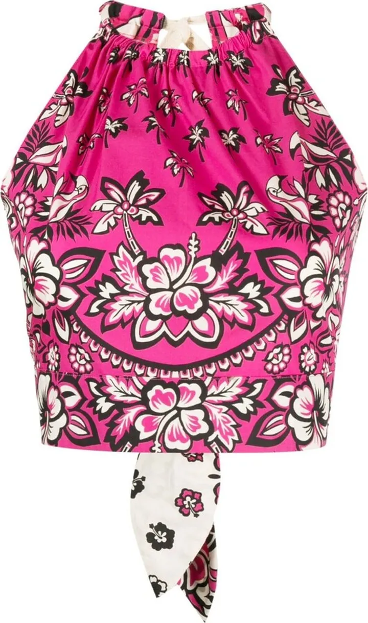 Paisley-Print Halterneck Cotton Top