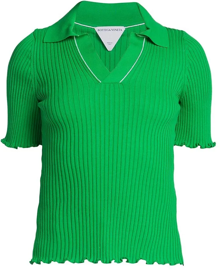 Rib-Knit Polo Top
