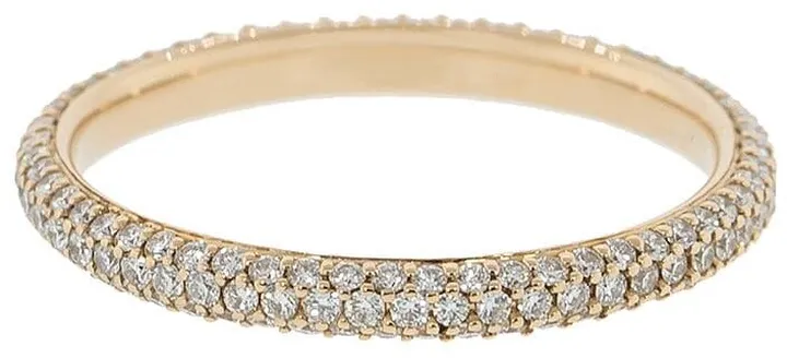 18kt rose gold Moonlight 3-Row pave diamonds ring
