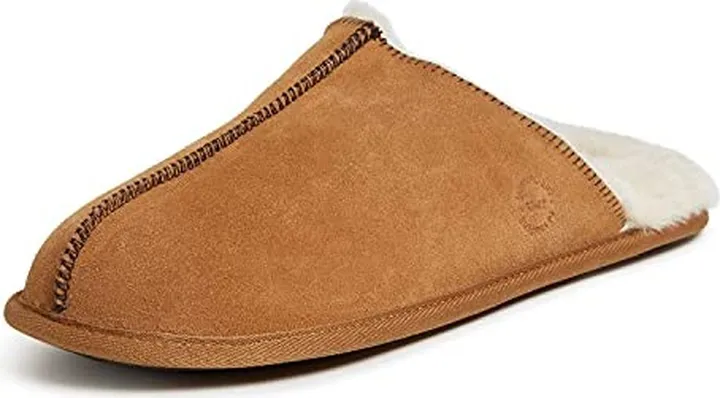 Dearfoams mens Genuine Suede Closed Toe Scuff Slipper