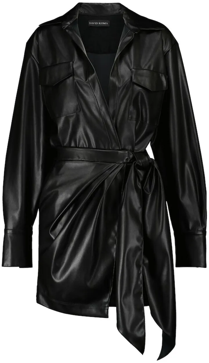Faux leather shirt dress