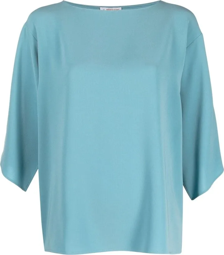 Boat Neck Long-Sleeved Blouse