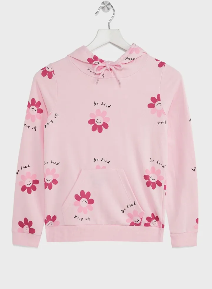 Girls All Over Printed Hoodie With Pocket