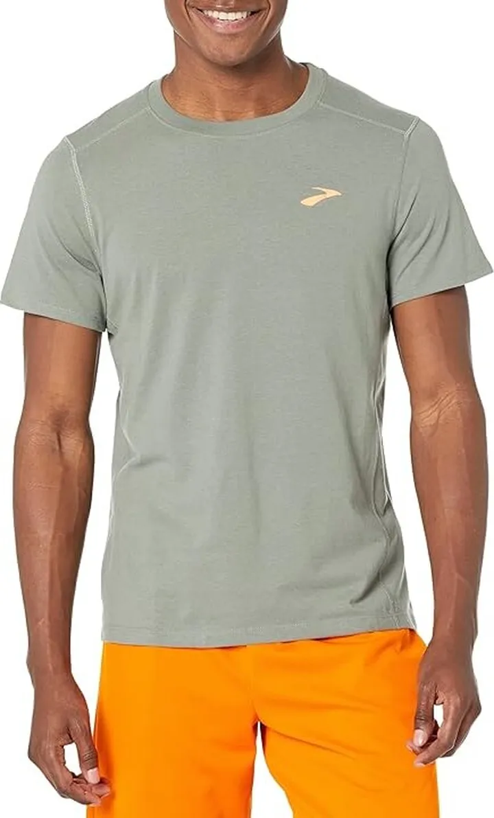 Brooks Distance Short Sleeve Tee 2.0 (Dark Pebble) Men's Clothing