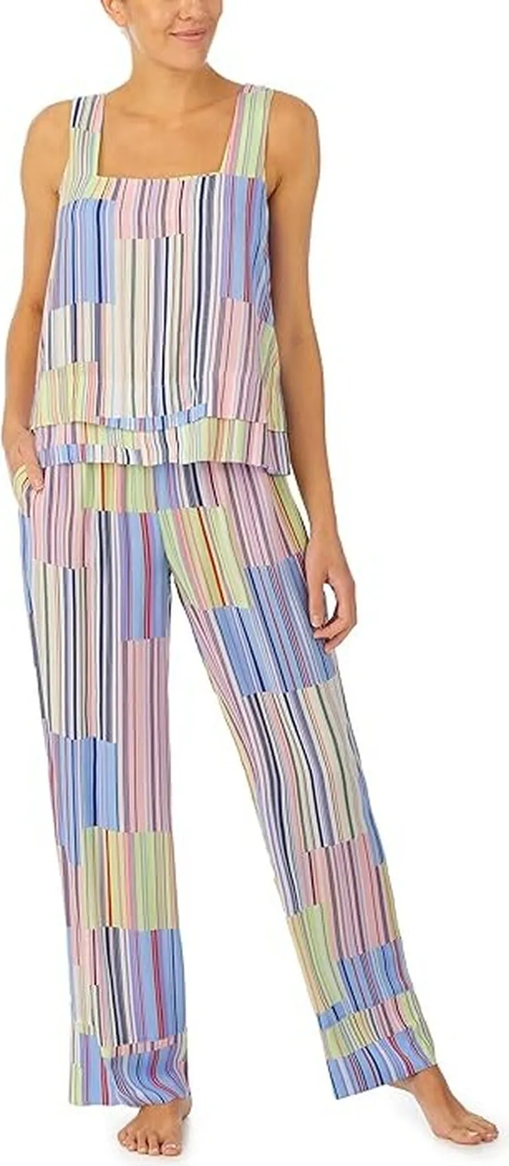 Sanctuary Crop Tank Long Pants PJ Set (Mixed Stripe) Women's Pajama Sets