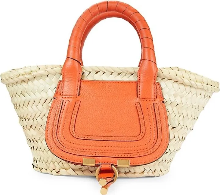 Woven Saw Palmetto Leaf & Leather Tote