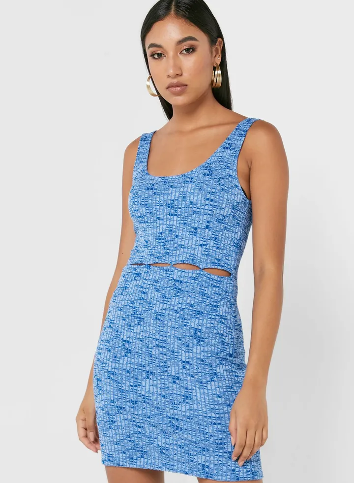 Cut Out Detail Ribbed Dress