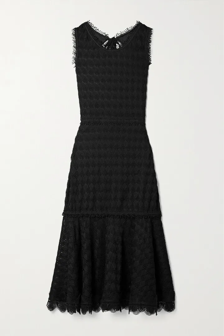 WAIMARI - Lluvia Open-back Crochet-knit Midi Dress - Black