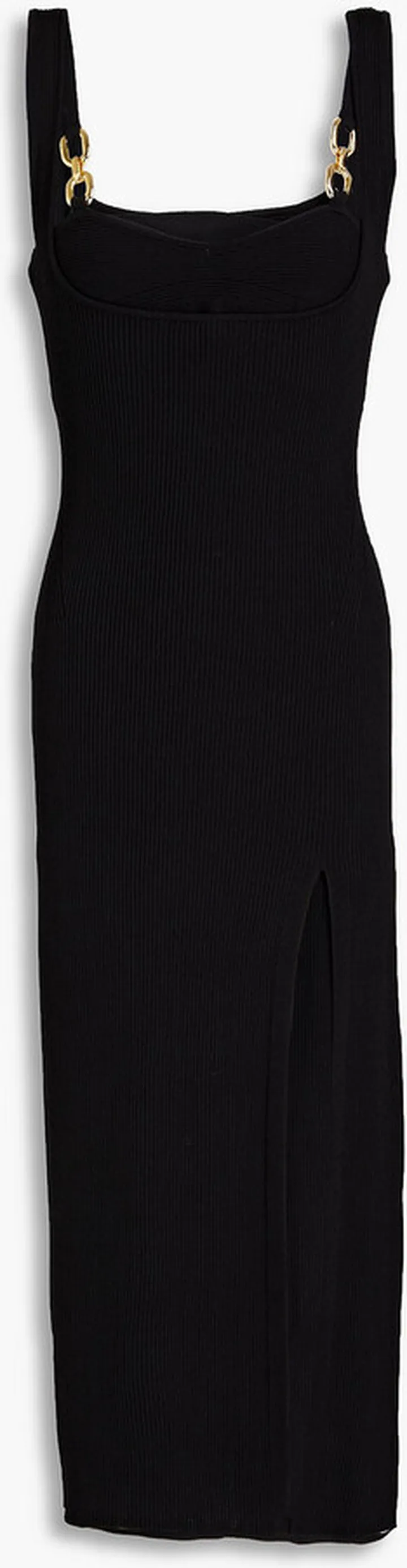 Faida chain-embellished ribbed-knit midi dress