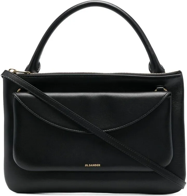 Front Pouch Leather Crossbody Bag