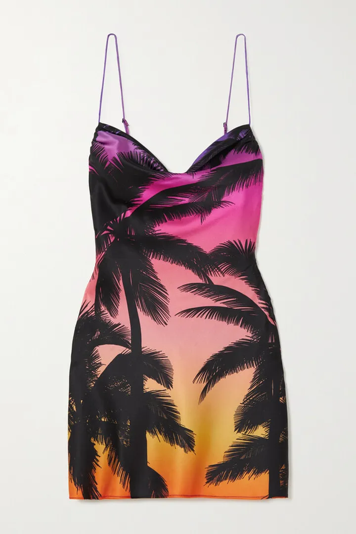 Retrofête - Rylynn Draped Printed Stretch-silk Twill Mini Dress - Pink