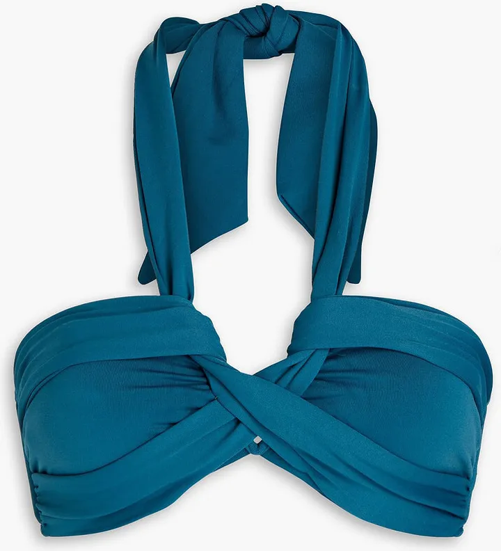 Ruched halterneck bikini top