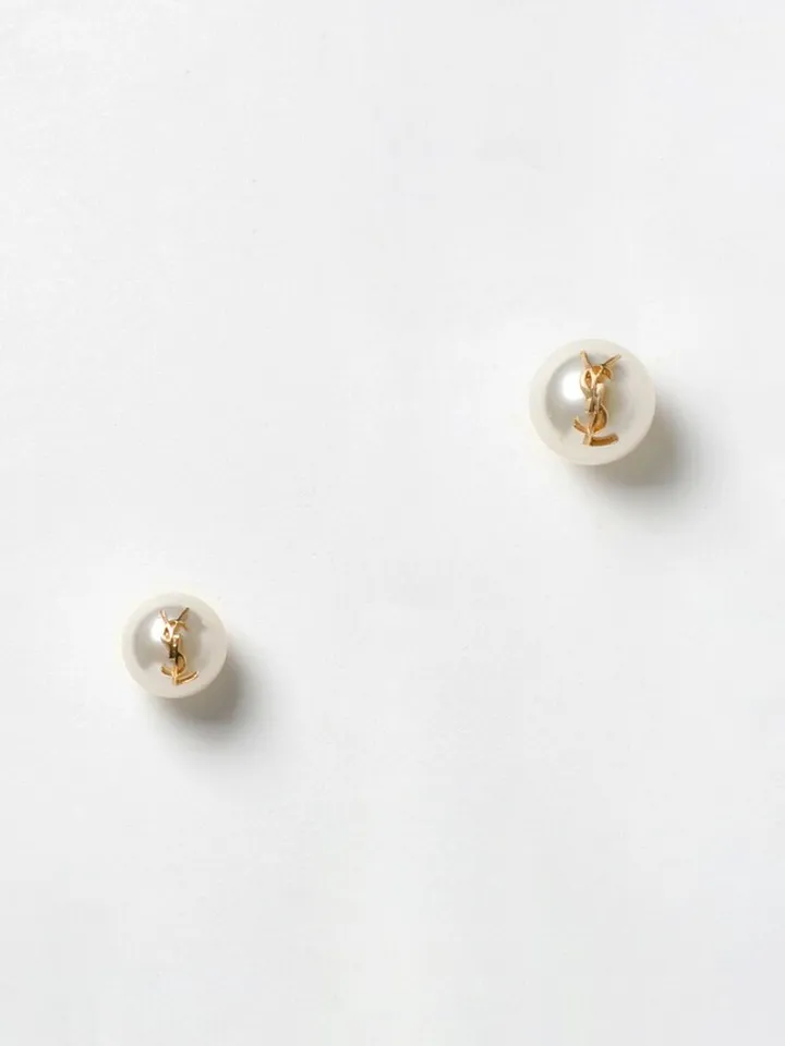 Saint Laurent earrings with asymmetrical pearls