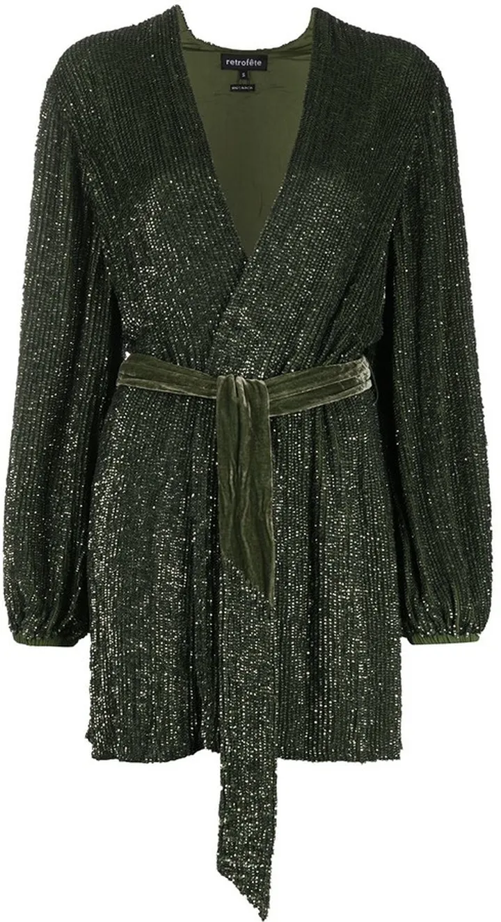 Glitter-Embellished Wrap Dress