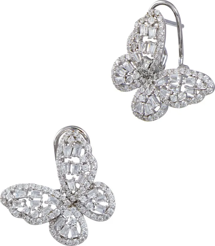Baguette Butterfly Stud Earrings