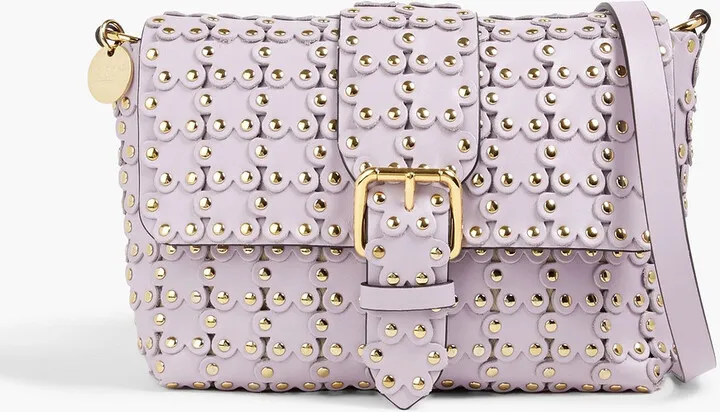 Flower Puzzle studded laser-cut leather shoulder bag
