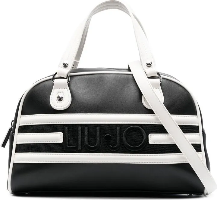 Logo-Embroidered Striped Tote Bag