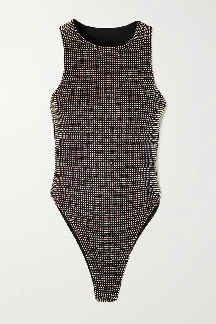 Leslie Amon - Dua Crystal-embellished Bodysuit - Black