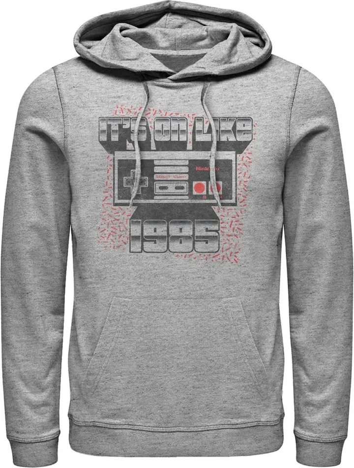 Men's Nintendo NES Controller on Like 1985 Pull Over Hoodie - Athletic Heather - 3X Large