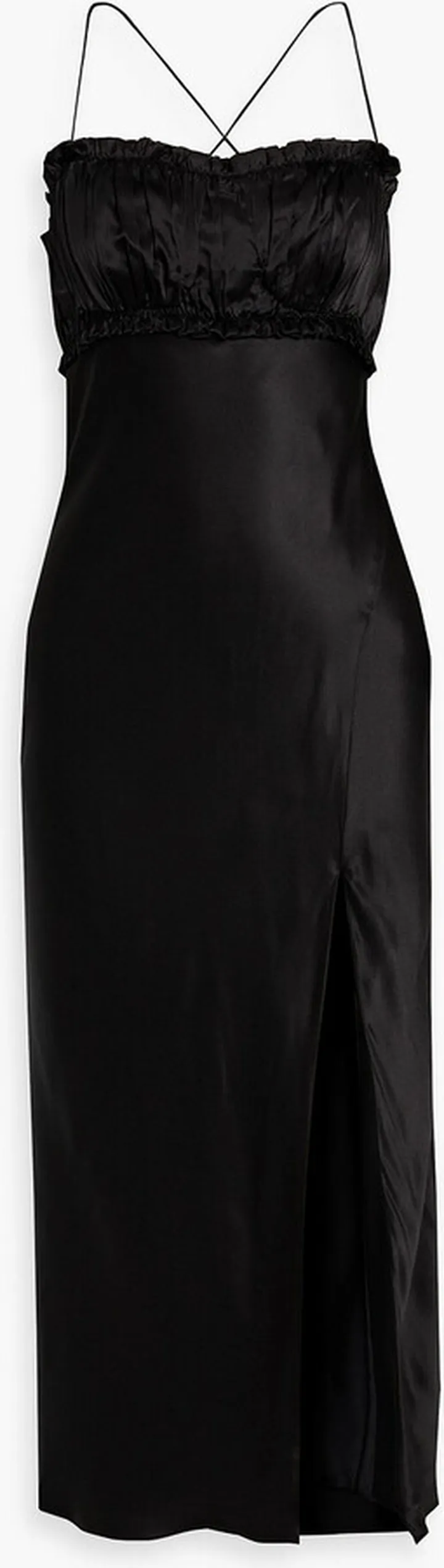 Babba gathered silk-satin midi dress