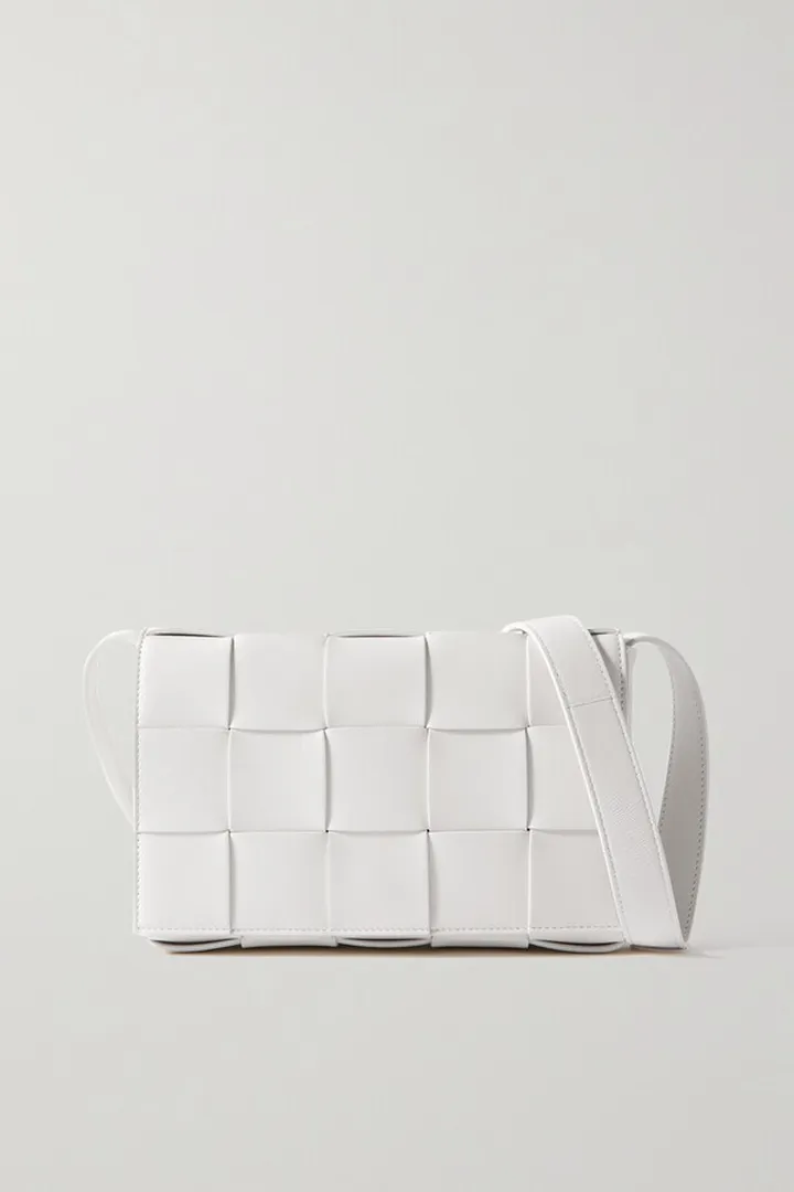 Bottega Veneta - Cassette Intrecciato Leather Shoulder Bag - White