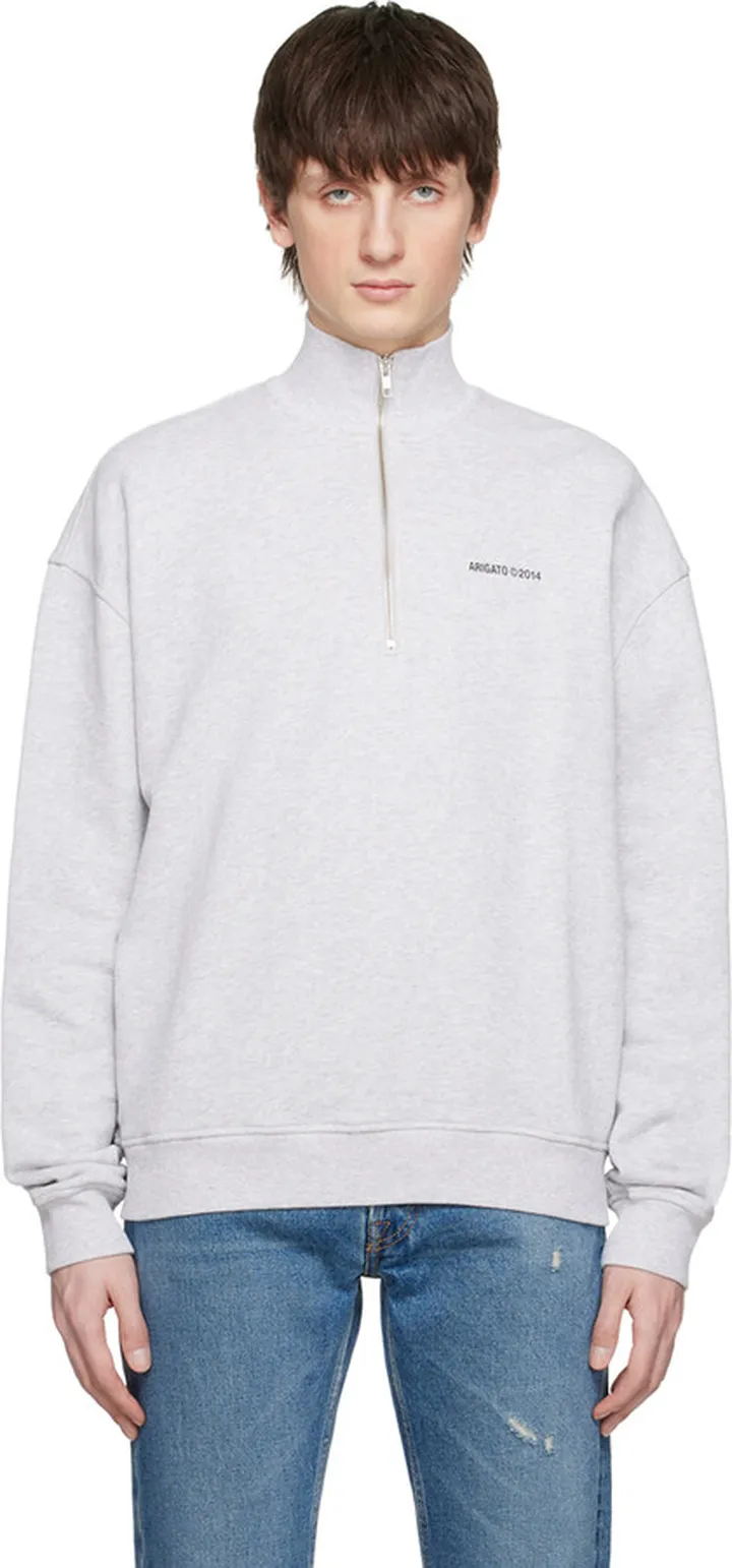Axel Arigato Gray Monogram Half-Zip Sweater