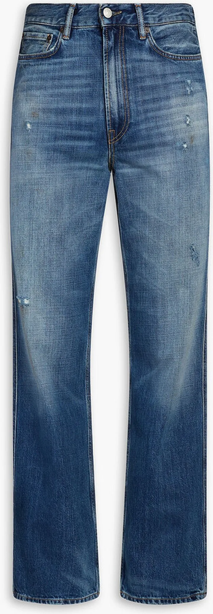 Distressed faded denim jeans