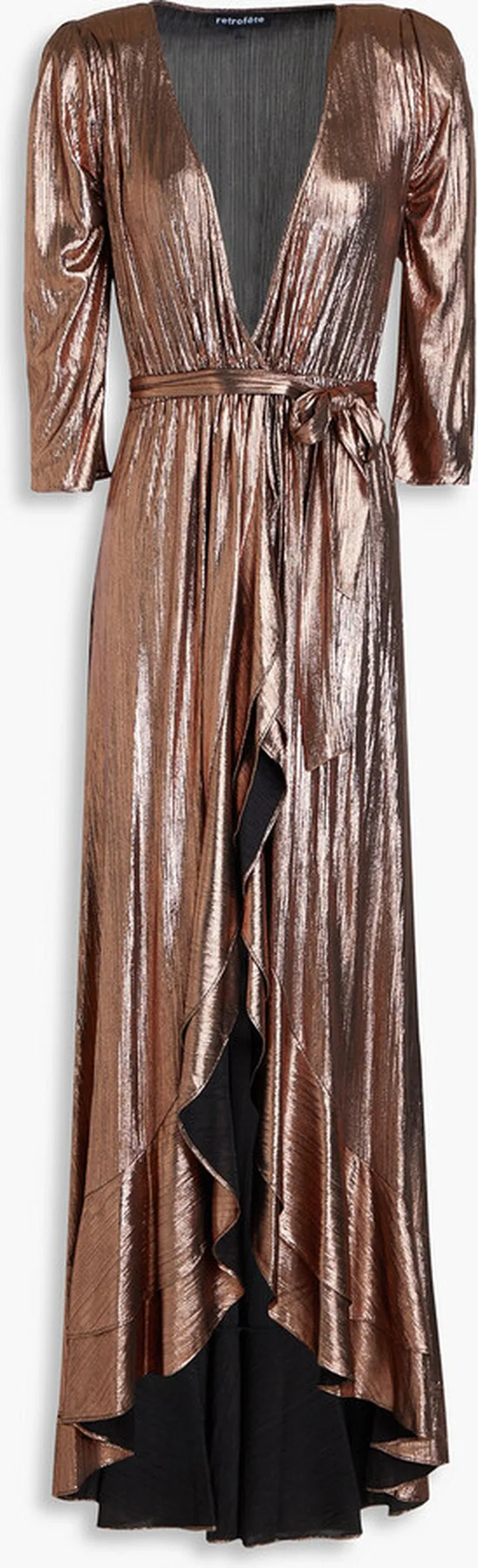 Flora metallic jersey midi wrap dress