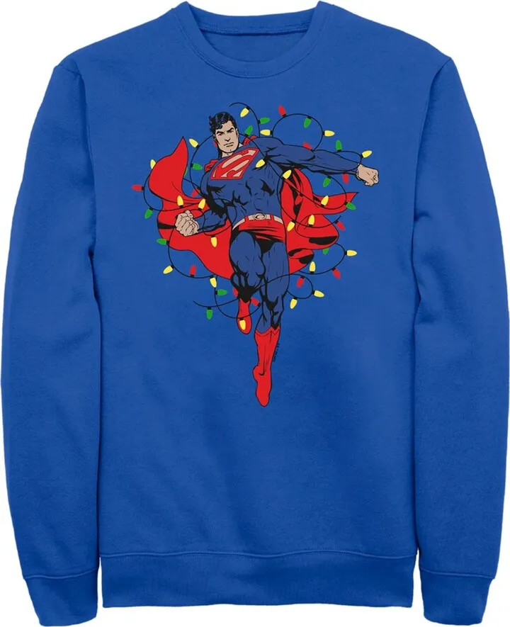 Men's Superman Christmas Lights Sweatshirt - Royal Blue - 2X Large