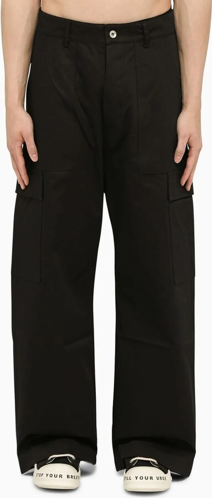 Black Cotton Wide Trousers