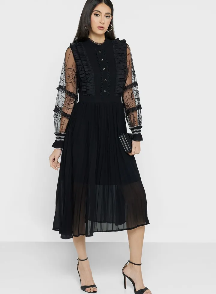 Polka Dot Pleated Dress